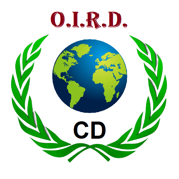 Emblema O.I.R.D. CD: globo terrestre tra due rami di alloro
